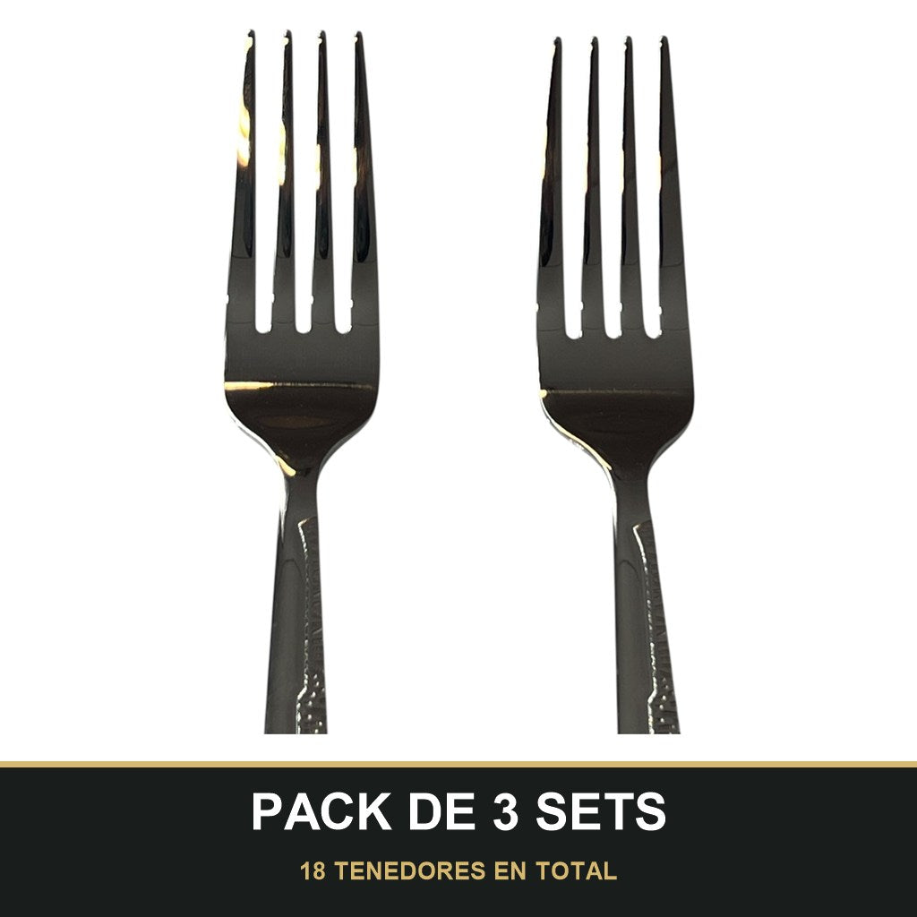 PACK DE 3 SETS — Set de 6 tenedores - Cubiertos Plateados ✨. 18 TENEDORES EN TOTAL
