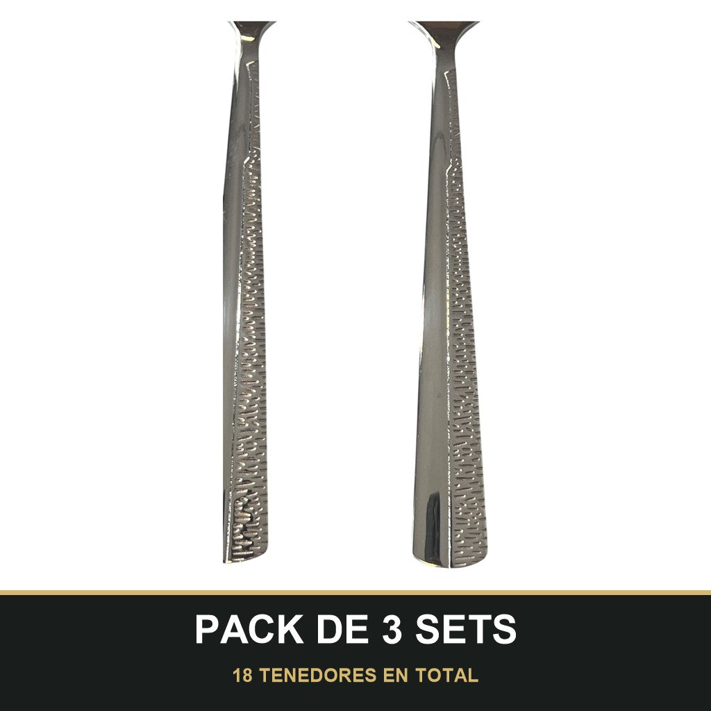 PACK DE 3 SETS — Set de 6 tenedores - Cubiertos Plateados ✨. 18 TENEDORES EN TOTAL