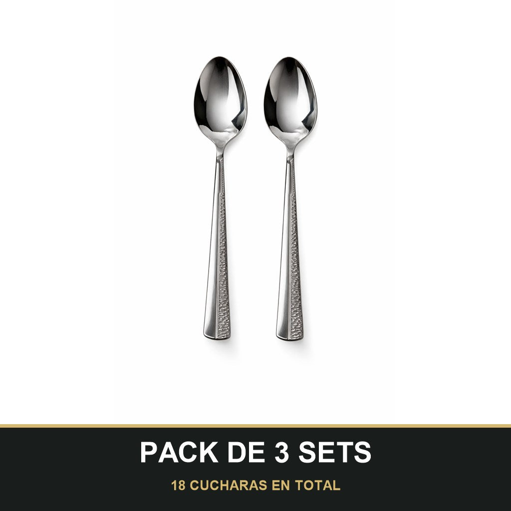 PACK DE 3 SETS — Set de 6 cucharas - Cubiertos Plateados ✨. 18 CUCHARAS EN TOTAL