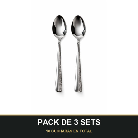 PACK DE 3 SETS — Set de 6 cucharas - Cubiertos Plateados ✨. 18 CUCHARAS EN TOTAL