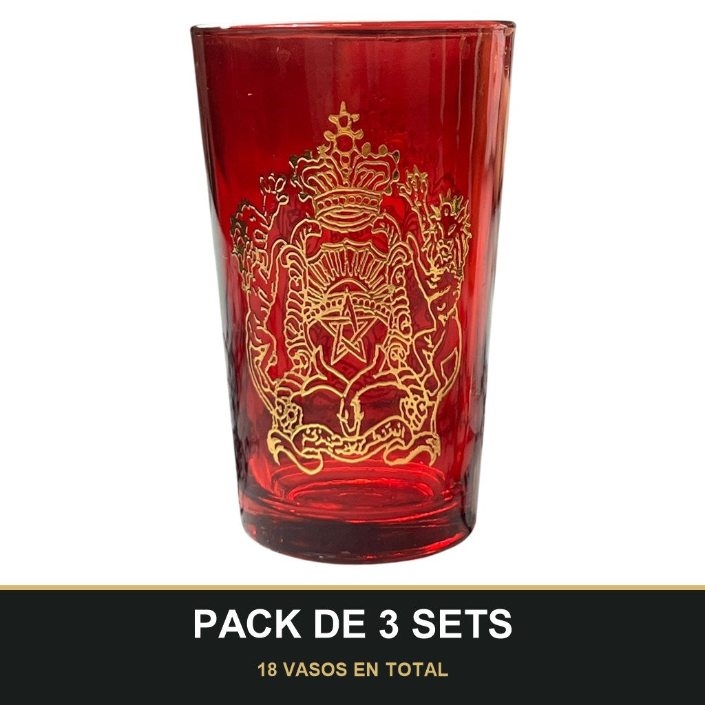 PACK DE 3 SETS — Pack de 6 Vasos de Té Árabes de Cristal 120 ml — Diseño Real con Detalles Dorados 🕌. 18 VASOS EN TOTAL