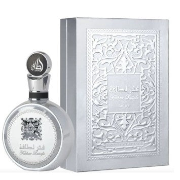 Fakhar Platinum – Lattafa (100 ml) · Perfume árabe masculino fresco, amadeirado e elegante