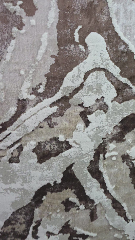 Alfombra Diseño Mármol 3D Marrón con Detalles en Beig – Estilo Natural y Sofisticado