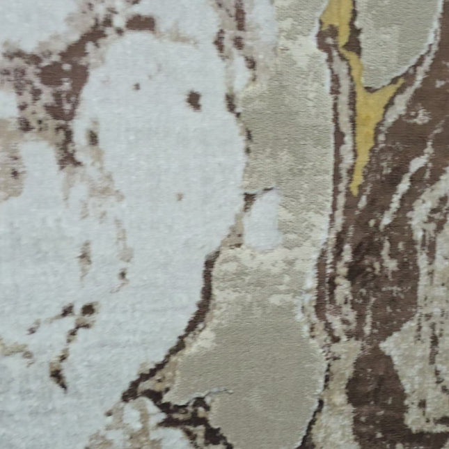 Alfombra Diseño Mármol 3D Marrón con Detalles en Amarillo – Contraste y Elegancia
