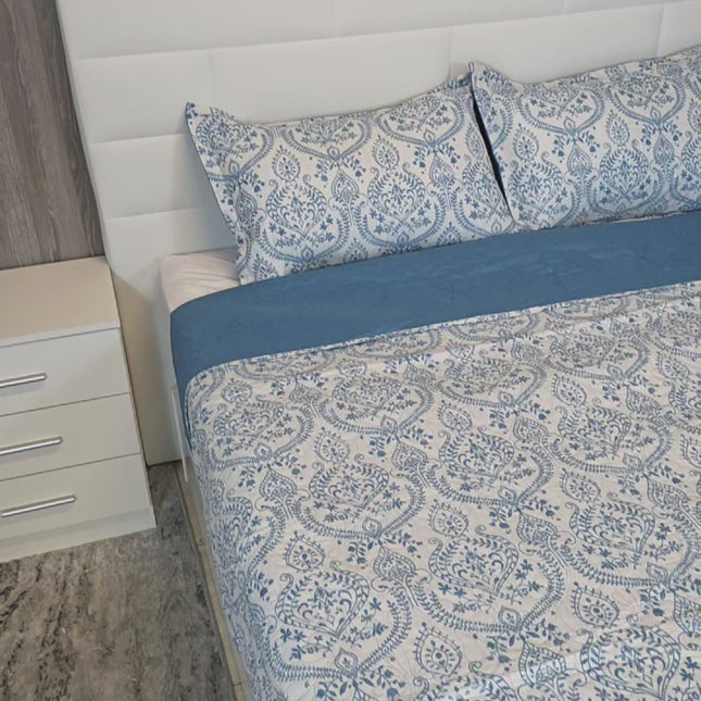 Edredom Boutis para primavera e verão, liso reversível em dois tons - MODELO FLOWER