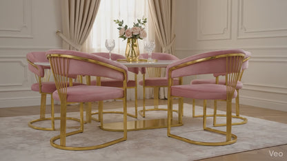 💗✨ SERGIO 12 Chair in PALE PINK / BLUSH with Gold Base — Glam Premium ✨💛