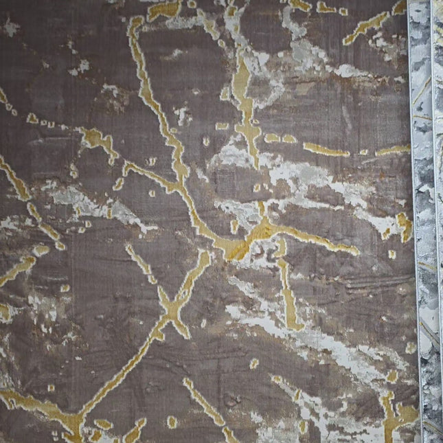 Alfombra Diseño Mármol Marrón con Detalles Dorados – Decoración Sofisticada y Cálida