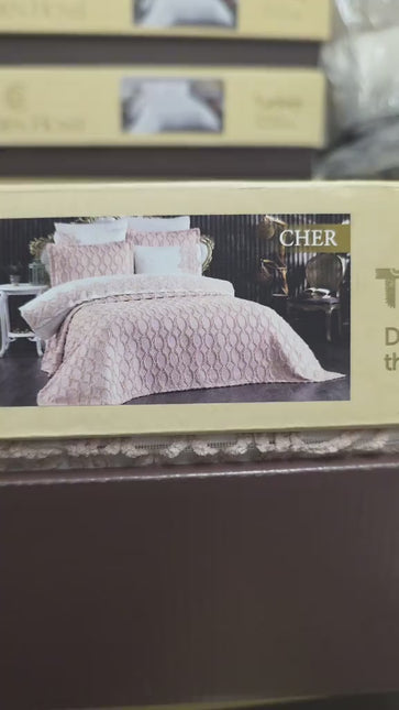 Conjunto de Cama Cher – Elegância e Estilo para o Seu Quarto - Rosa Pastel