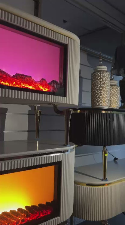 Mesa de TV con Chimenea Digital y Altavoces Bluetooth