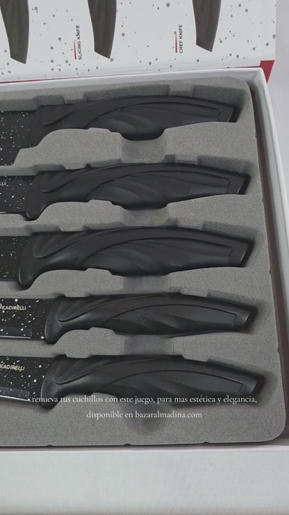 Set completo de cuchillos de cocina 11 piezas con tabla y accesorios 🔪🍽️