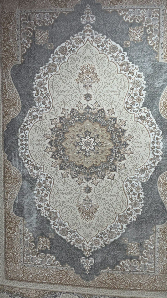 Alfombra Diseño Rabatia Gris con Detalles en Gris – Inspiración Marroquí Moderna