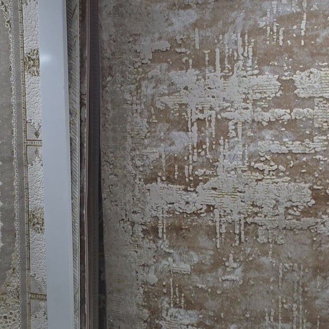 Alfombra Abstract Beige / Dorado – Estilo Moderno con Textura Tipo Lienzo