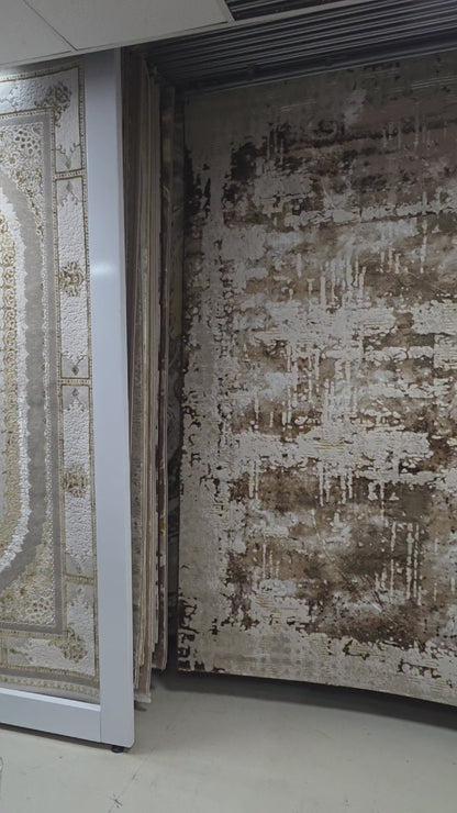 Alfombra Abstract Marrón / Dorado – Calidez Elegante con Toque Premium