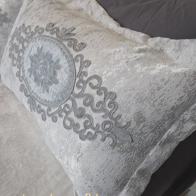 Luxury Bedding Set "Bologna" – Classic Elegance with Embossed Embroidery - GREY COLOR