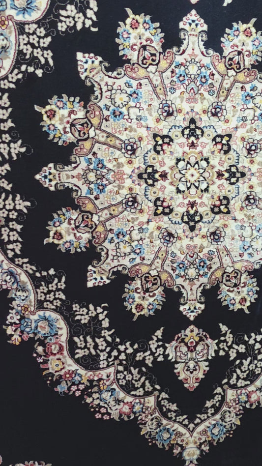 Alfombra Diseño Turca Azul con Detalles en Azul – Inspiración Otomana, Hecha en Turquía
