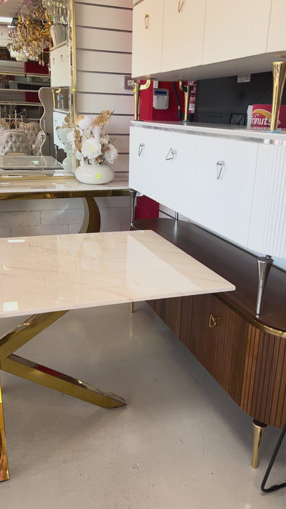 Mesa de Comedor de Diseño Contemporáneo - Marmol y Acero180x90x75 Alta calidad