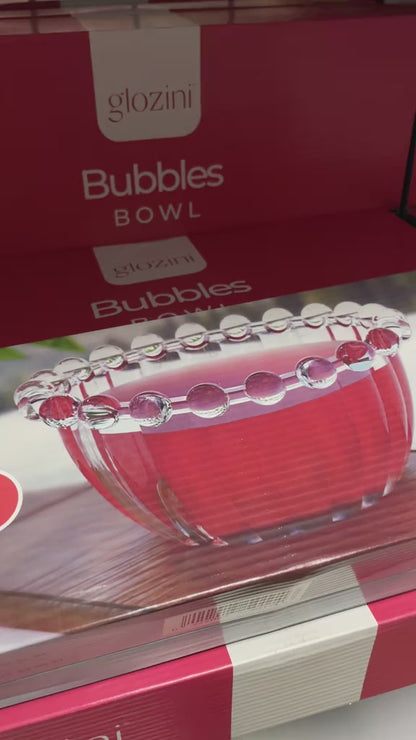 Set de 6 bowls de vidrio transparente de 10 cm con diseño de burbujas