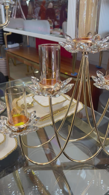 Candelabro colgante decorativo con 6 brazos y copas de cristal