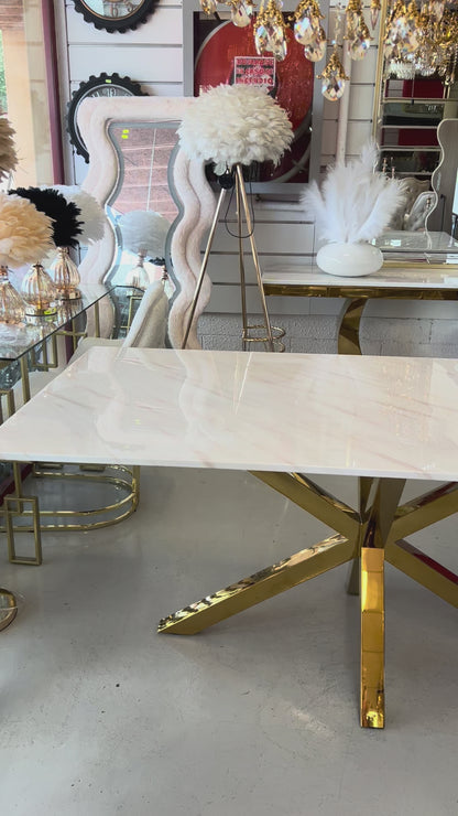 Mesa de Comedor de Diseño Contemporáneo - Marmol y Acero180x90x75 Alta calidad