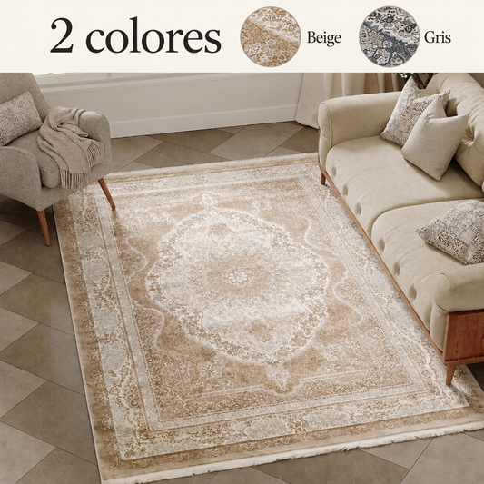 Alfombra Rabatia de Diseño Clásico — 2 colores: Beige, Gris