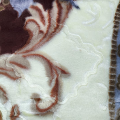 Manta de Felpa Color gris con flores - Extra Suave y Cálida para Invierno (200x230 cm, 4,5 kg)