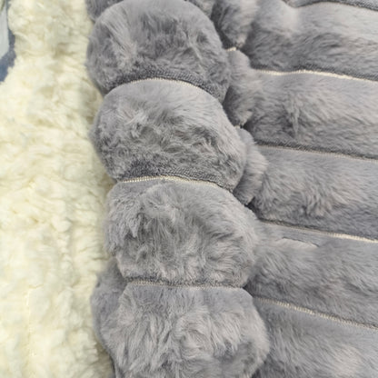 Edredón Aterciopelado con Borreguito MODELO TRAMA DE CANALÉ 2- COLOR GRIS