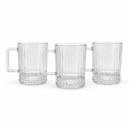 Set de 6 Tazas de Cristal con Asa – Diseño Elegante para Zumos, Café, Té e Infusiones