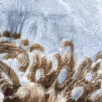 Manta de Felpa Color gris con flores - Extra Suave y Cálida para Invierno (200x230 cm, 4,5 kg)