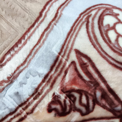 Manta de Felpa Color naranja con flores  - Extra Suave y Cálida para Invierno (200x230 cm, 4,5 kg)