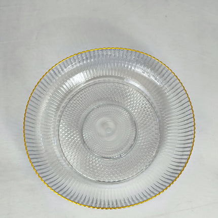 Cuenco de Plástico Transparente Estriado con Borde Dorado – Diseño Elegante