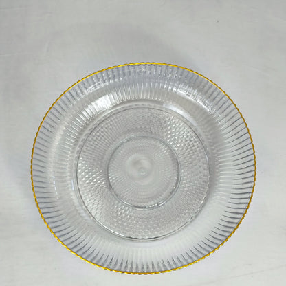 Taça canelada de plástico transparente com rebordo dourado – Design elegante