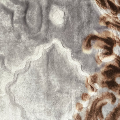 Manta de Felpa Color gris con flores - Extra Suave y Cálida para Invierno (200x230 cm, 4,5 kg)