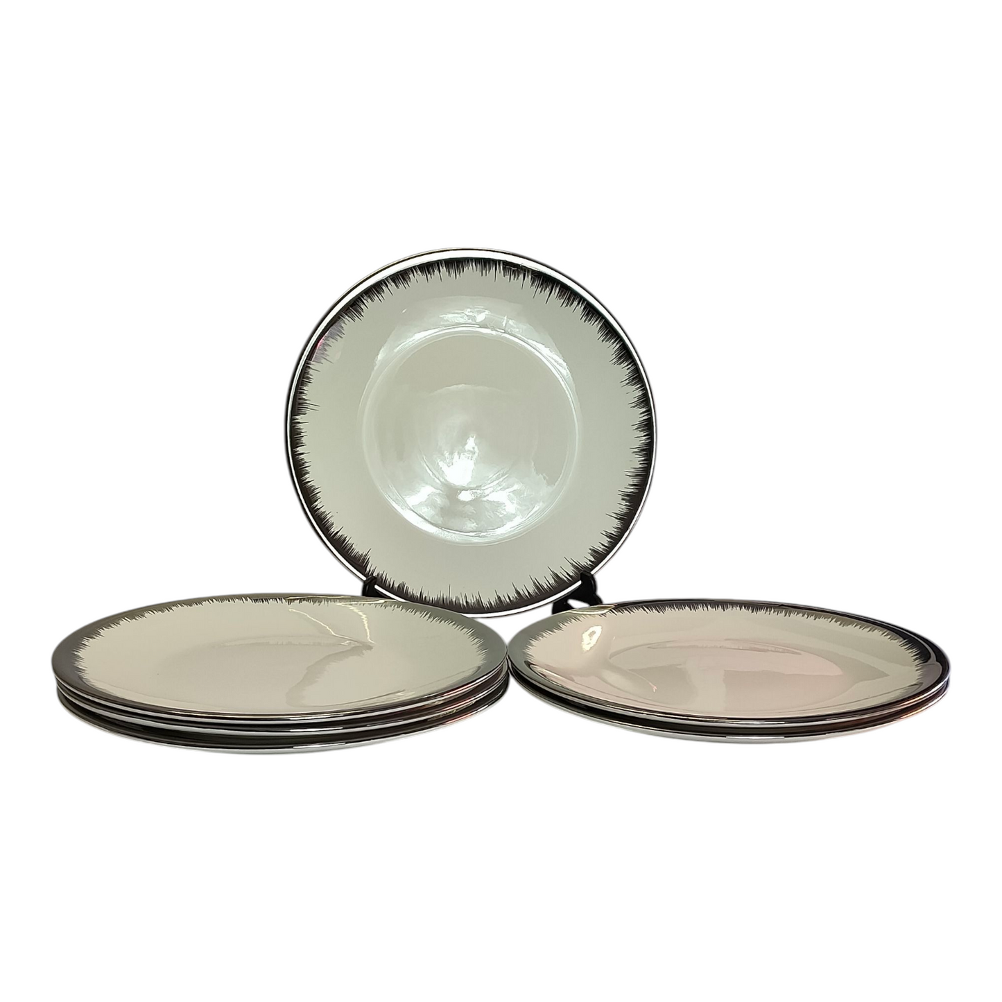 ✨ Set de Vajilla de 24 Piezas con Borde Plateado ✨