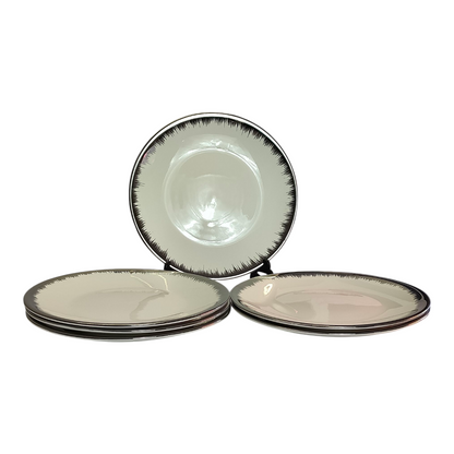 ✨ Set de Vajilla de 24 Piezas con Borde Plateado ✨