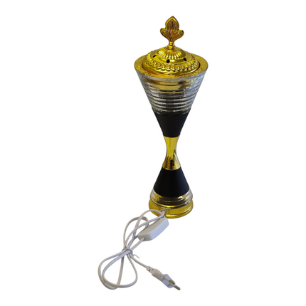 Queimador de incenso elétrico dourado e preto — Design luxuoso em estilo árabe