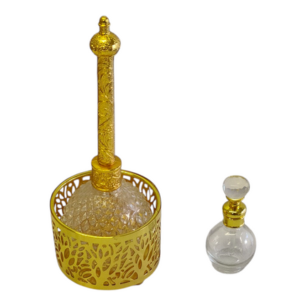 Conjunto de incenso e perfume árabe preto e dourado — Tabuleiro de luxo com acessórios
