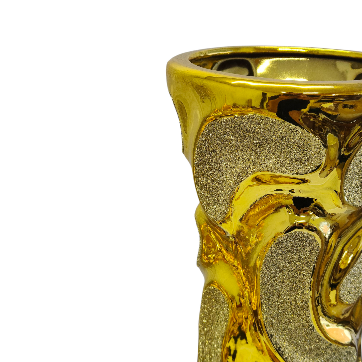 🪞Jarrón Decorativo Dorado con Relieves Abstractos – 60cm