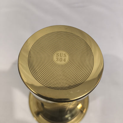 Tetera de Cristal con Infusor y Calentador Dorado