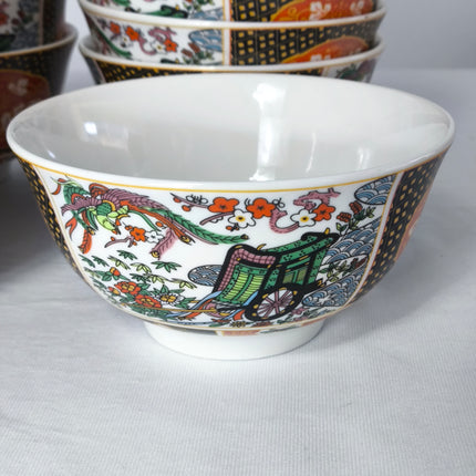 Set of Decorated Oriental Ceramic Bowls – 12-Piece Set