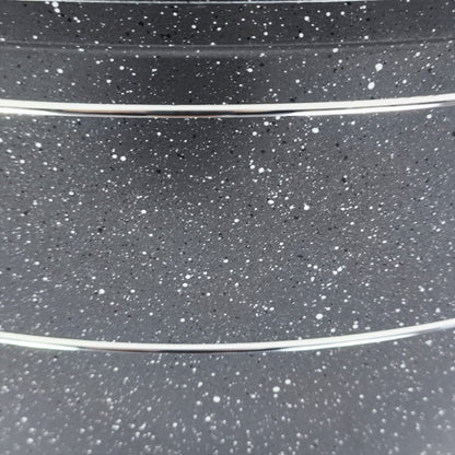 🖤 Batería de Cocina Antiadherente Premium 9 Piezas – Acabado Granito Negro con Tapas de Vidrio