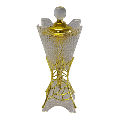 Quemador de Incienso Árabe de Cristal con Detalles Dorados — Diseño Elegante de Lujo
