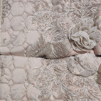 Conjunto de cama Hayal Luxury – Colcha acolchoada com renda – Cappuccino