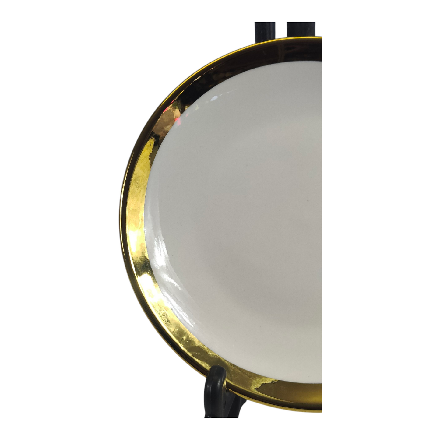 🏷 Plato de Cerámica Ø15,5 cm – Borde Dorado Elegante