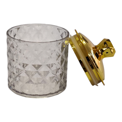 ✨ Set de 3 Botes de Plástico Transparente con Tapa Dorada — Elegancia y Organización 💎