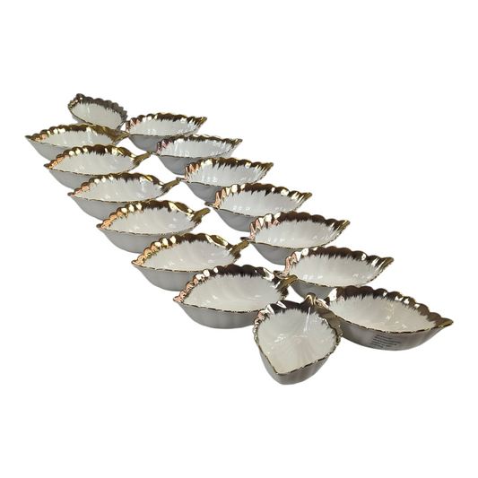 ✨ Juego de Cerámica Decorativa Hoja 15 cm x 9 cm – Pack 15
