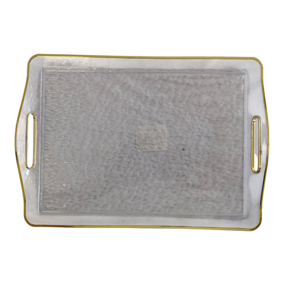 ✨ Bandeja Rectangular Transparente con Borde Dorado — Elegancia y Versatilidad 🌟