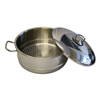 Cuscusera/Vaporera de Acero Inoxidable 2 Niveles + Tapa — Olla para Cuscús 10L