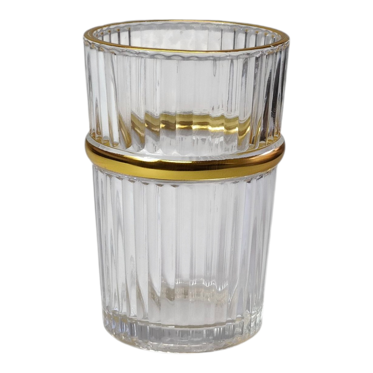 Vasos de Té Marroquí de Cristal Acanalado | Borde Dorado
