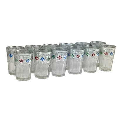 Vaso de Cristal Decorado para Té Árabe - Estilo Azul y Dorado Oriental