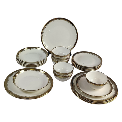 ✨ 24-Piece Dinnerware Set with Gold Rim ✨